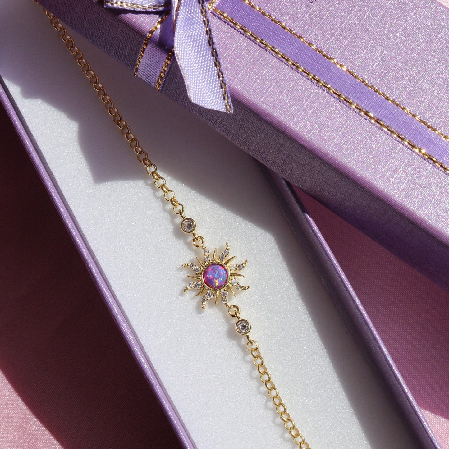 Golden Sun Opal Earring Necklace Bracelet Jewelry Set
