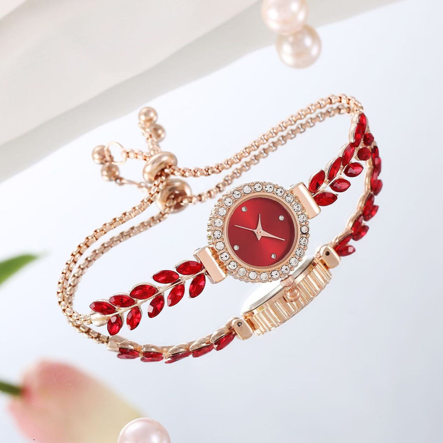 Sparkling Leaf Bracelet Watch