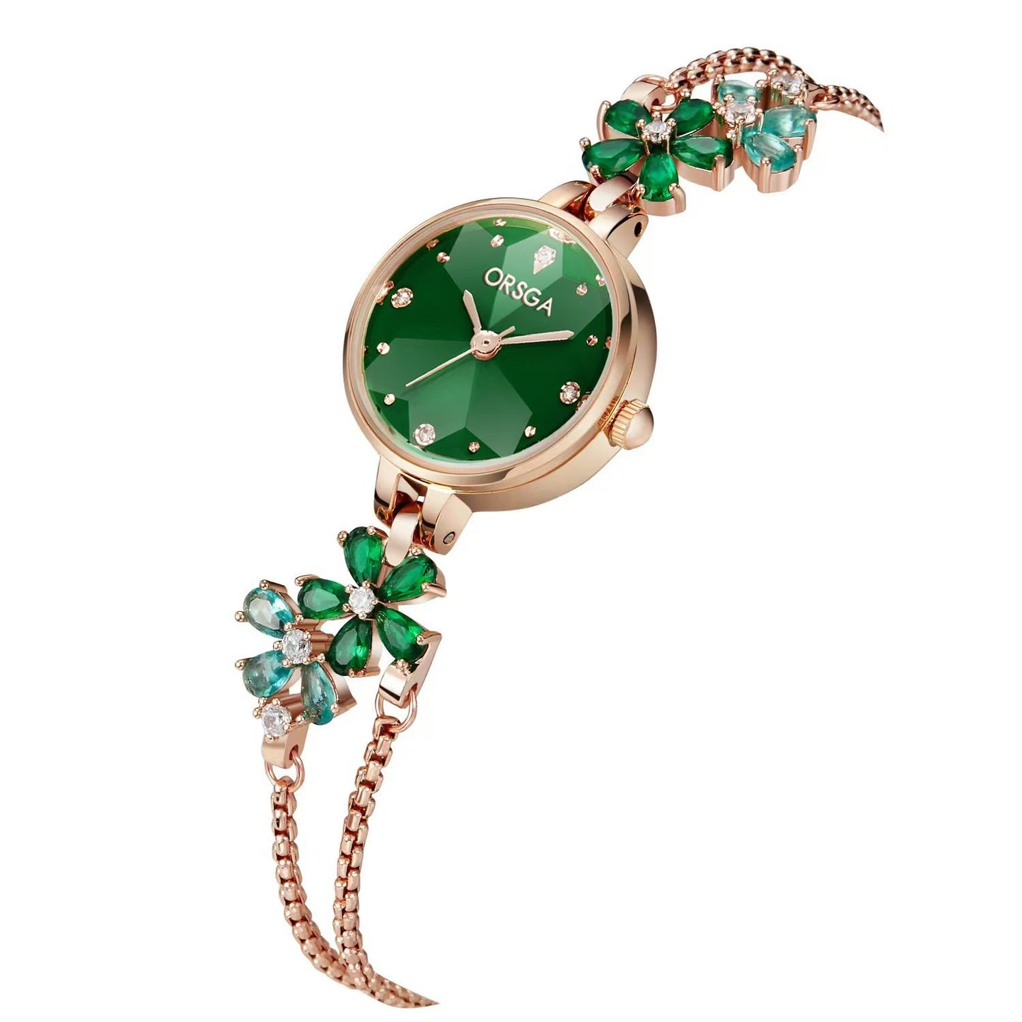 Water-Resistant Gradient Floral Bracelet Watch