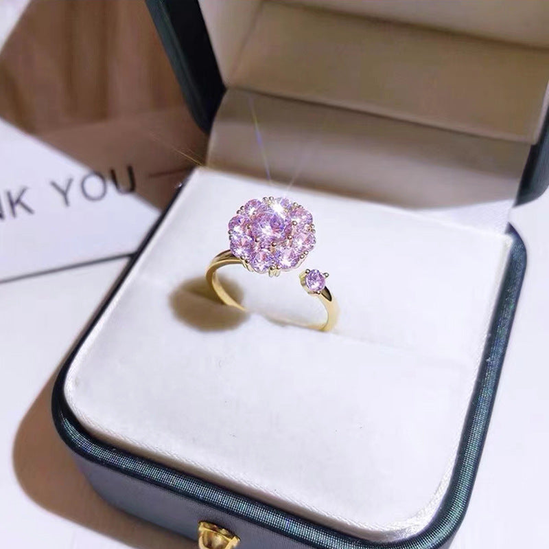 Sparkling Spinning CZ Stone Open Ring
