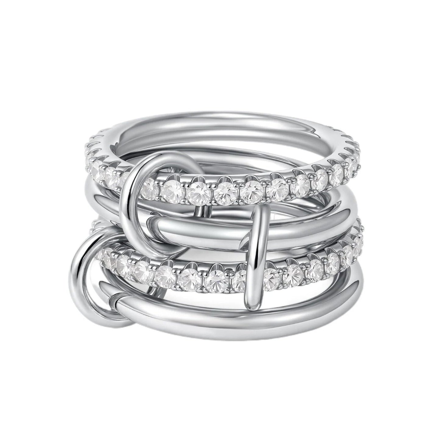 4-Layer Interlocking Zircon Stackable Ring