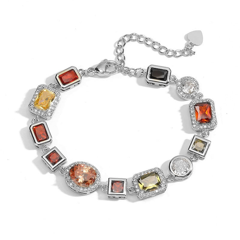 Colorful Square Crystal Zirconia Necklace