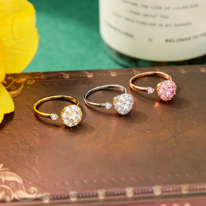 Sparkling Spinning CZ Stone Open Ring