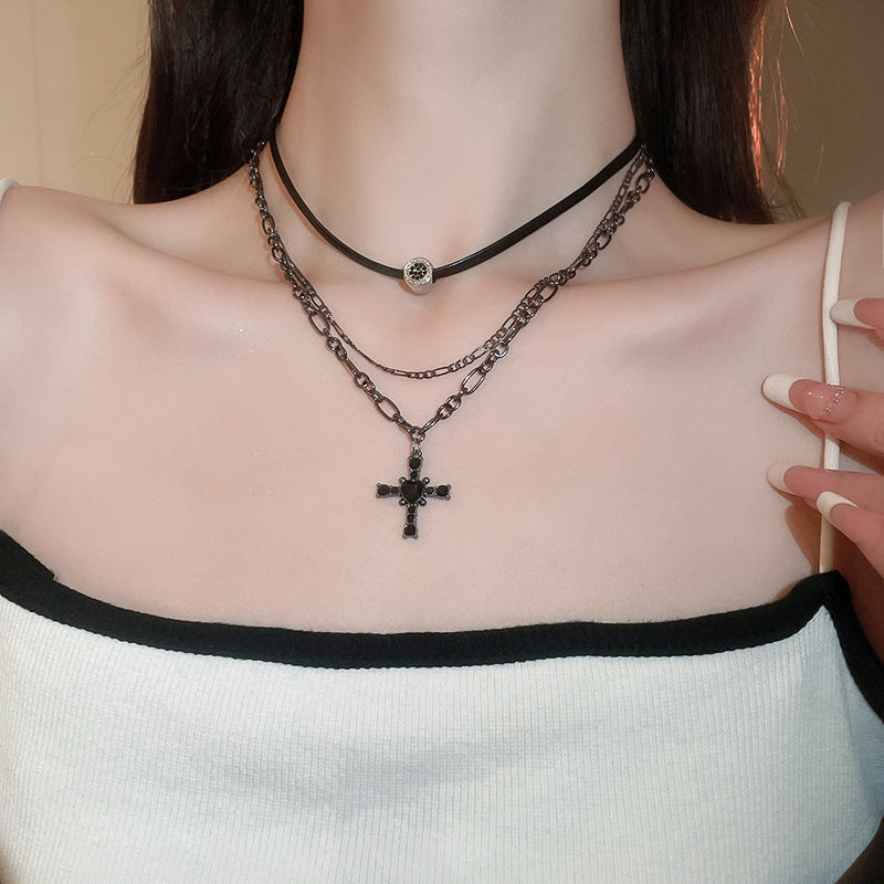 Layered Gothic Cross Necklace