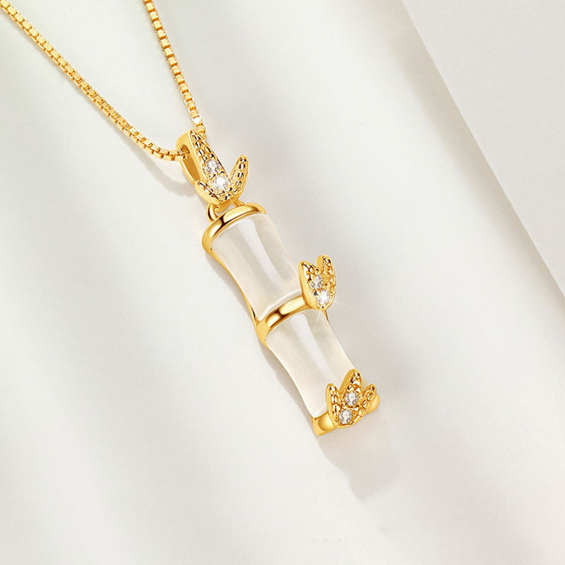White Jade Bamboo Necklace