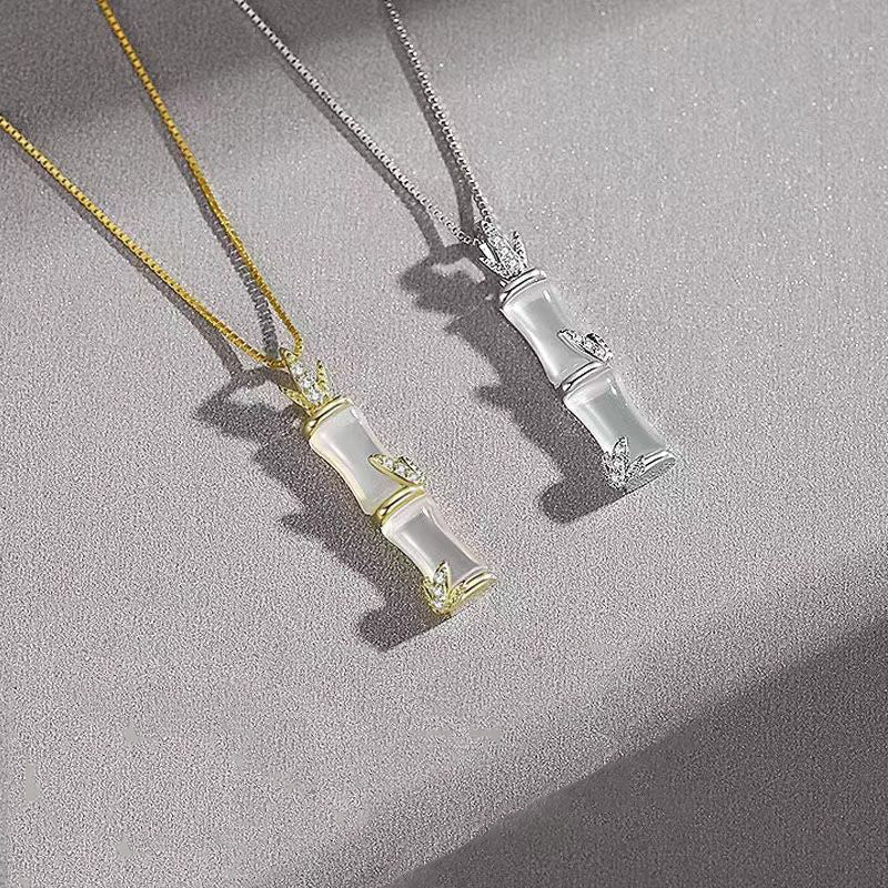 White Jade Bamboo Necklace
