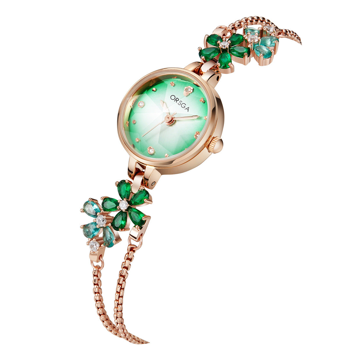 Water-Resistant Gradient Floral Bracelet Watch