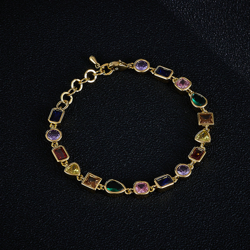 Colorful Geometric Crystal Zirconia Necklace
