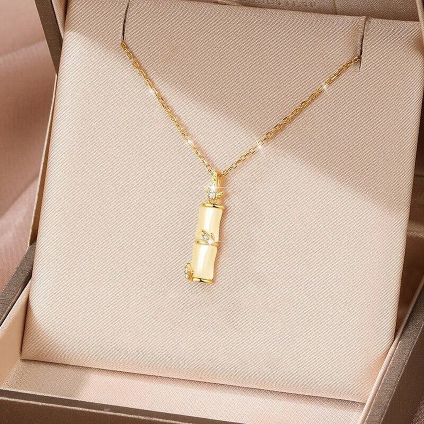 White Jade Bamboo Necklace