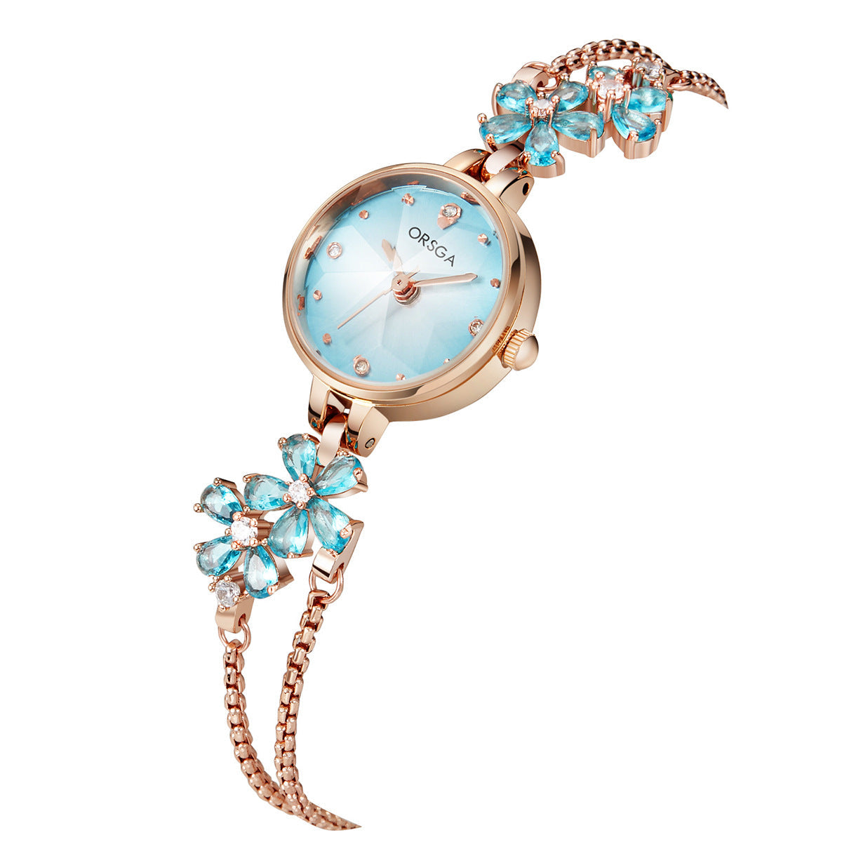 Water-Resistant Gradient Floral Bracelet Watch