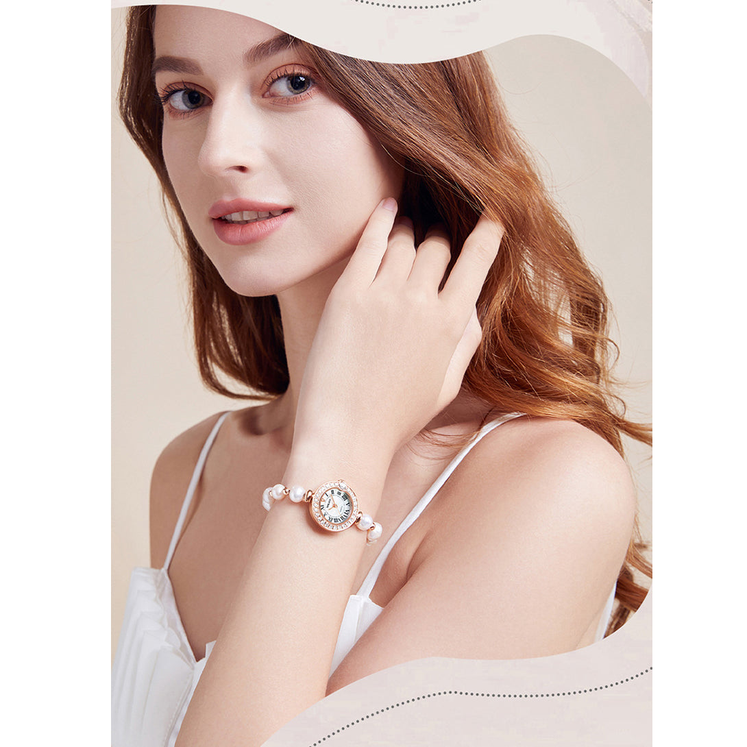 Elegant Pearl Bracelet Watch with MOP Dial