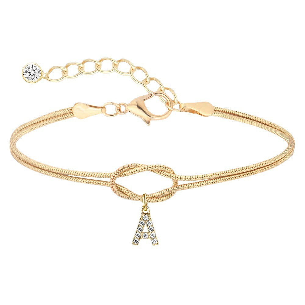 Minimalist Knot & Initial Bracelet