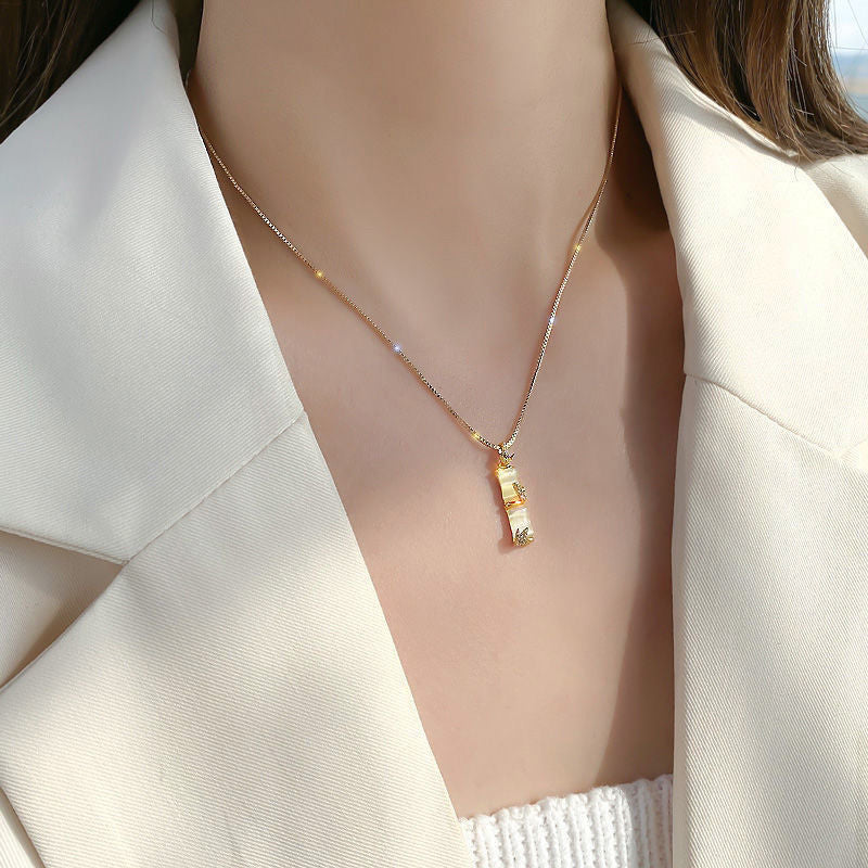 White Jade Bamboo Necklace