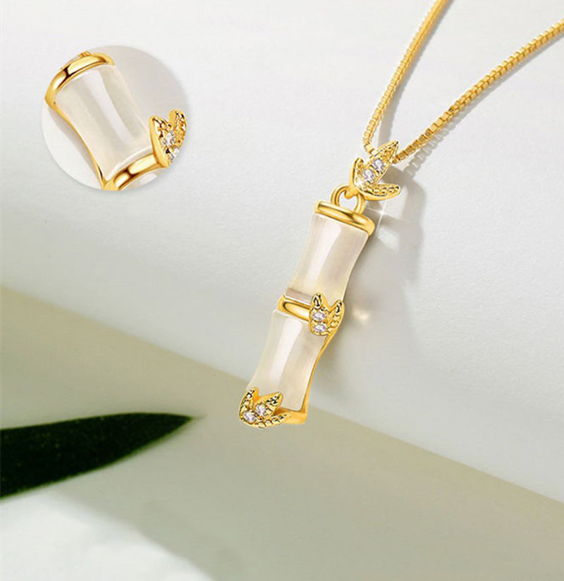 White Jade Bamboo Necklace