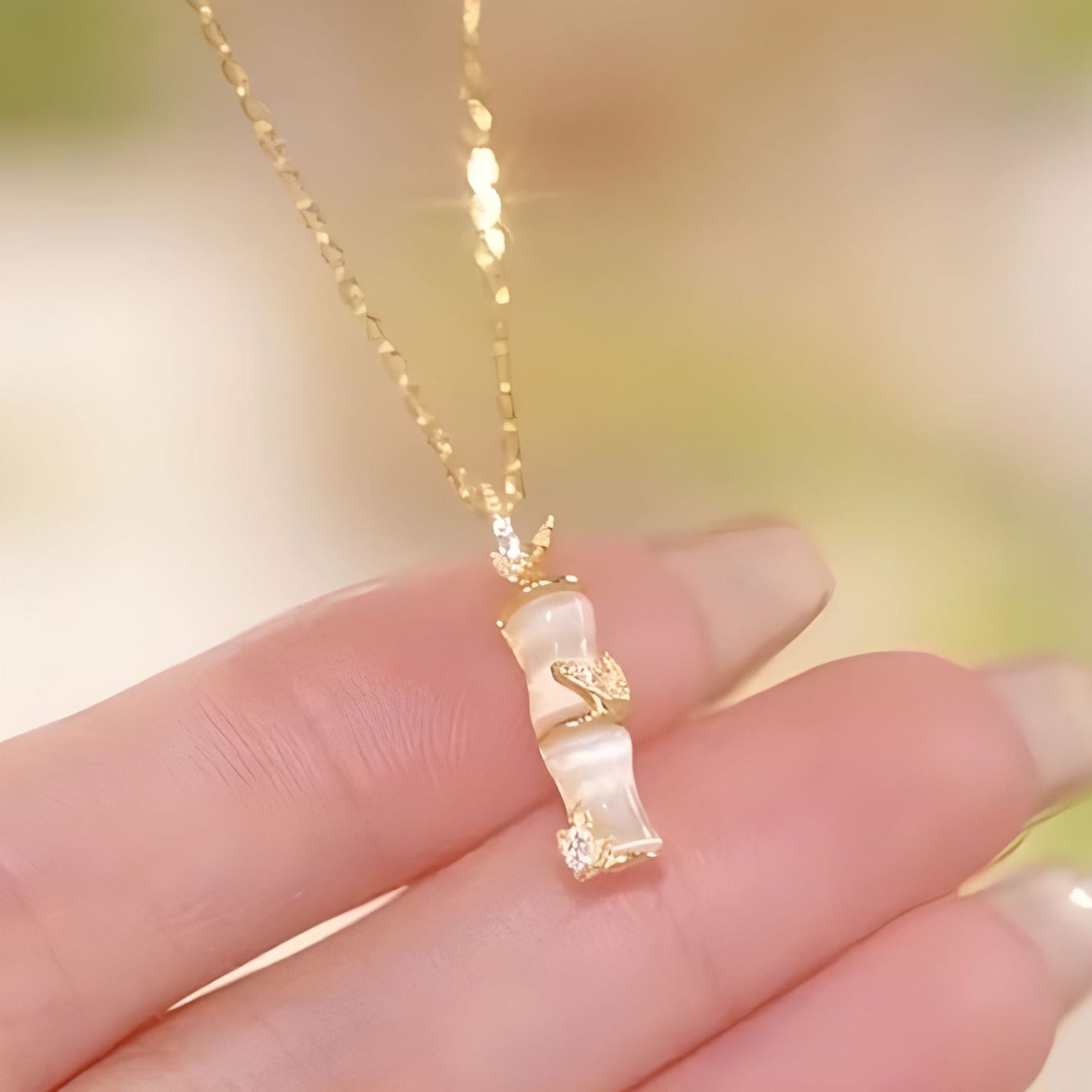 White Jade Bamboo Necklace
