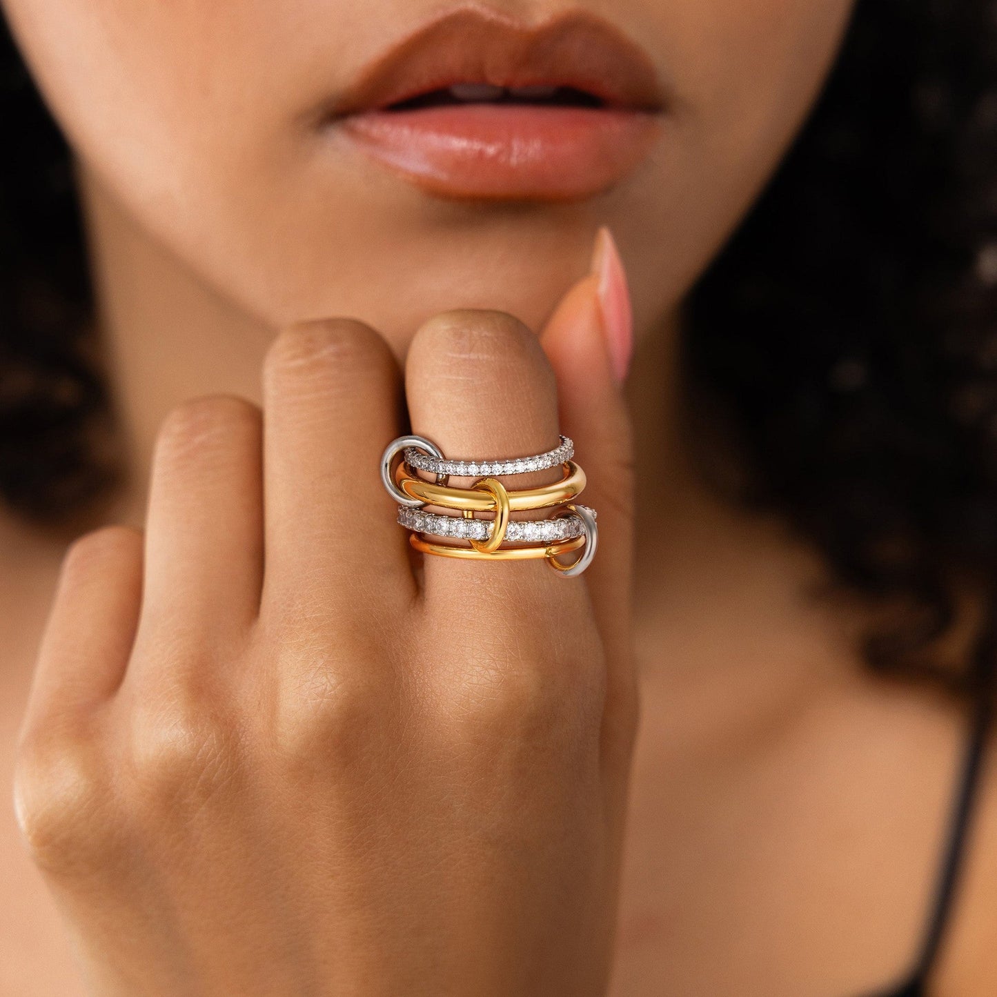 4-Layer Interlocking Zircon Stackable Ring
