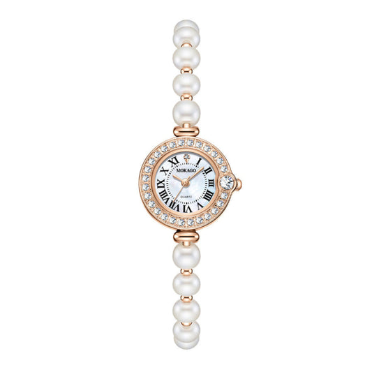 Elegant Pearl Bracelet Watch with MOP Dial