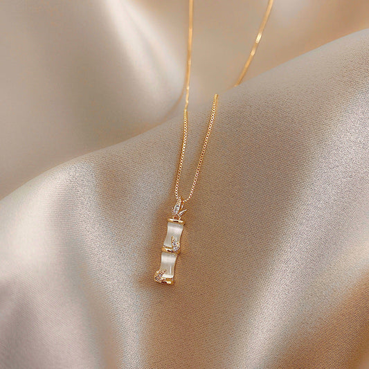 White Jade Bamboo Necklace