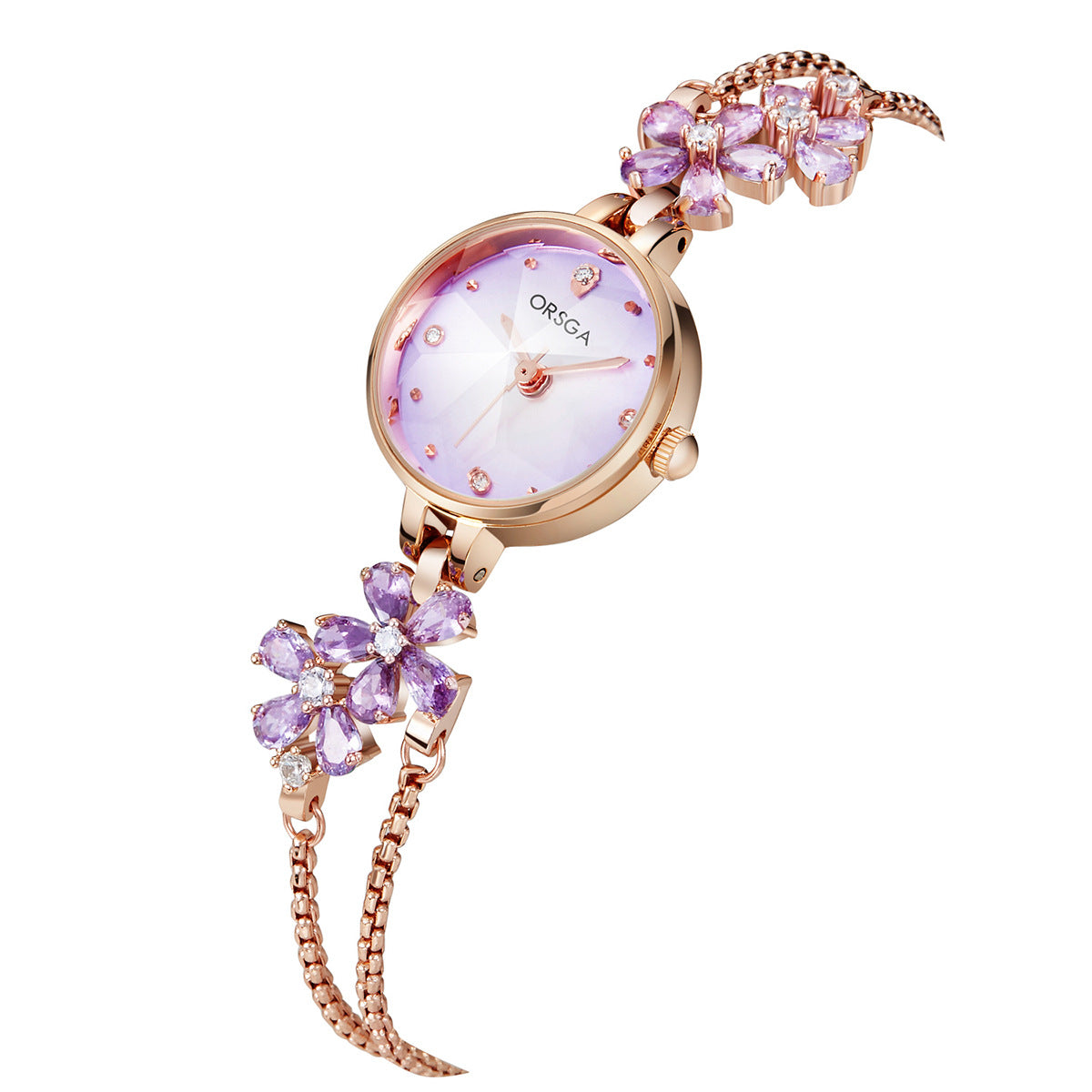 Water-Resistant Gradient Floral Bracelet Watch