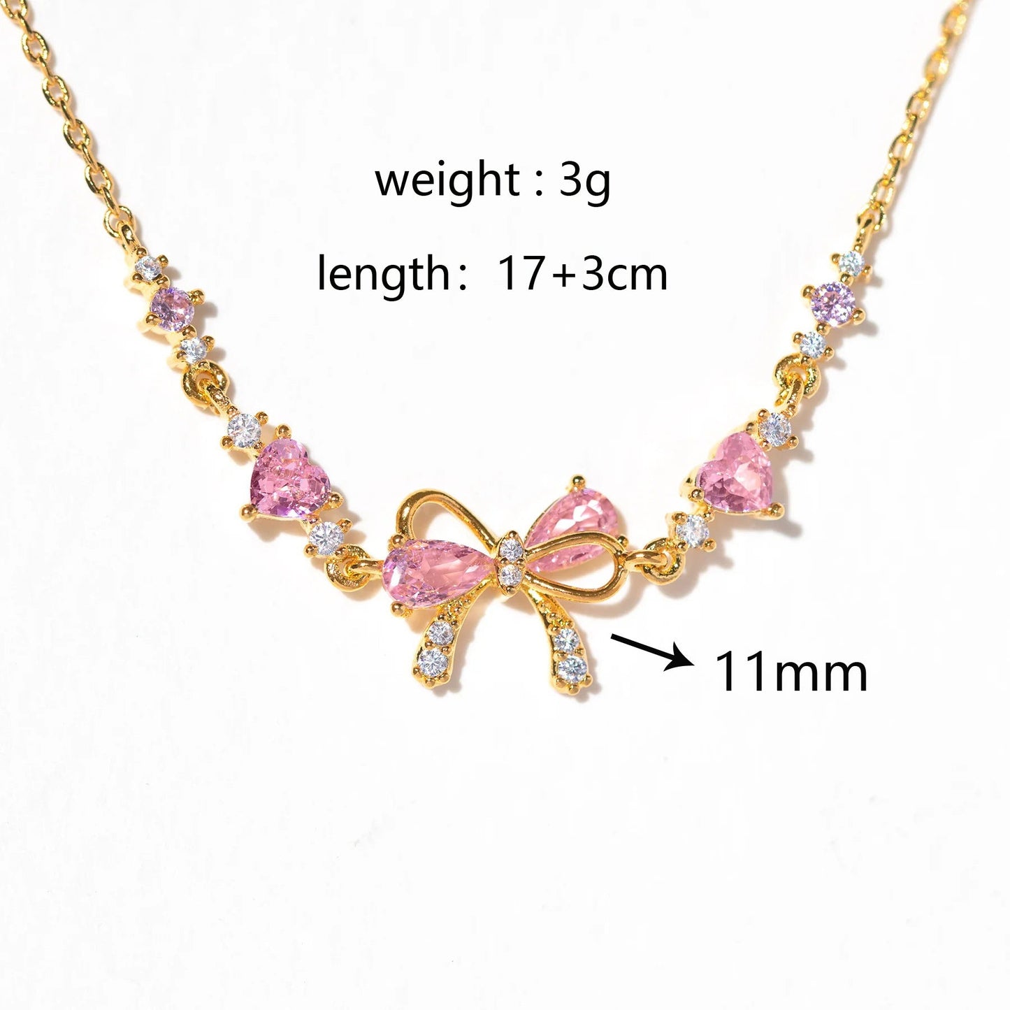 Sweet Pink Bow Crystal Stacking Bracelet