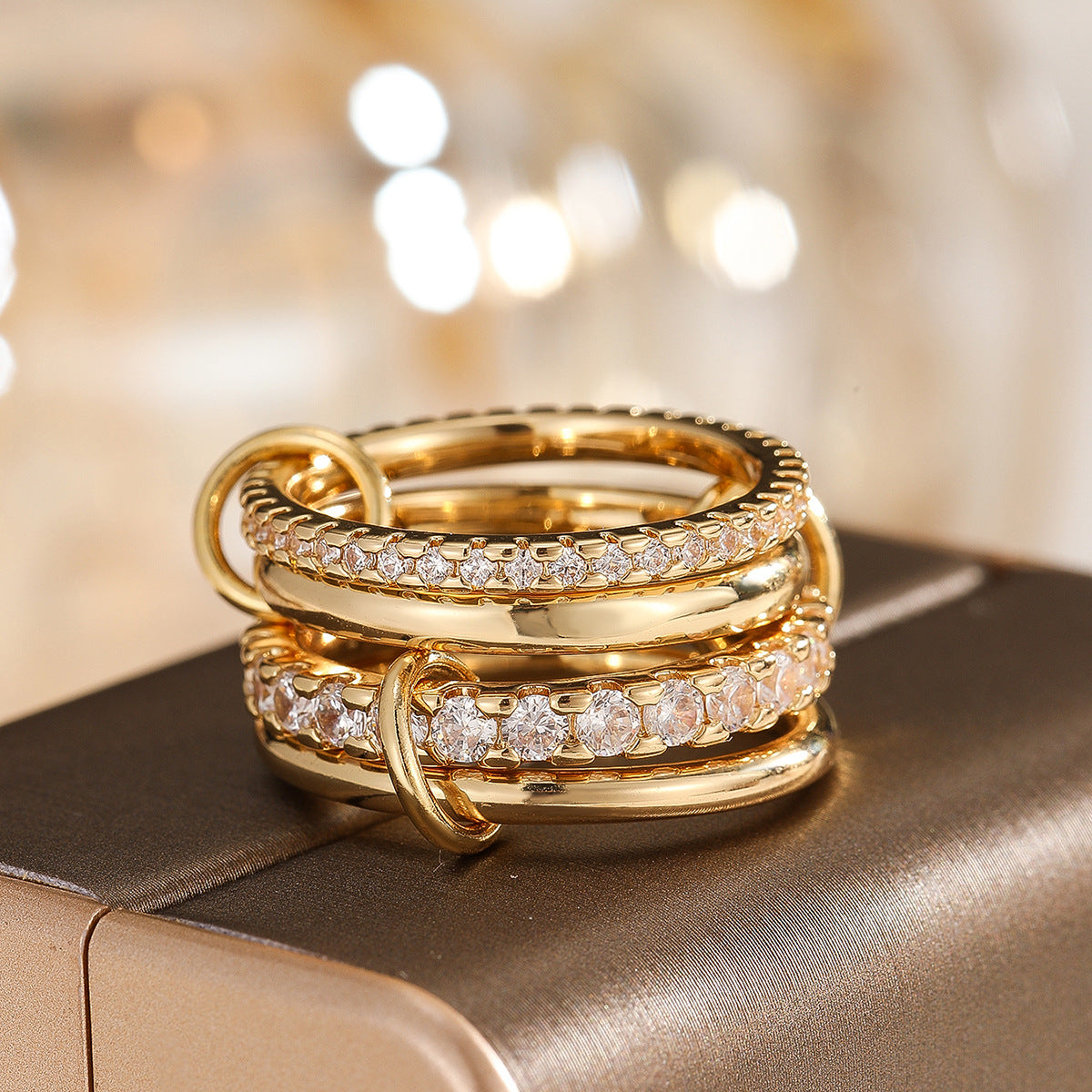 4-Layer Interlocking Zircon Stackable Ring