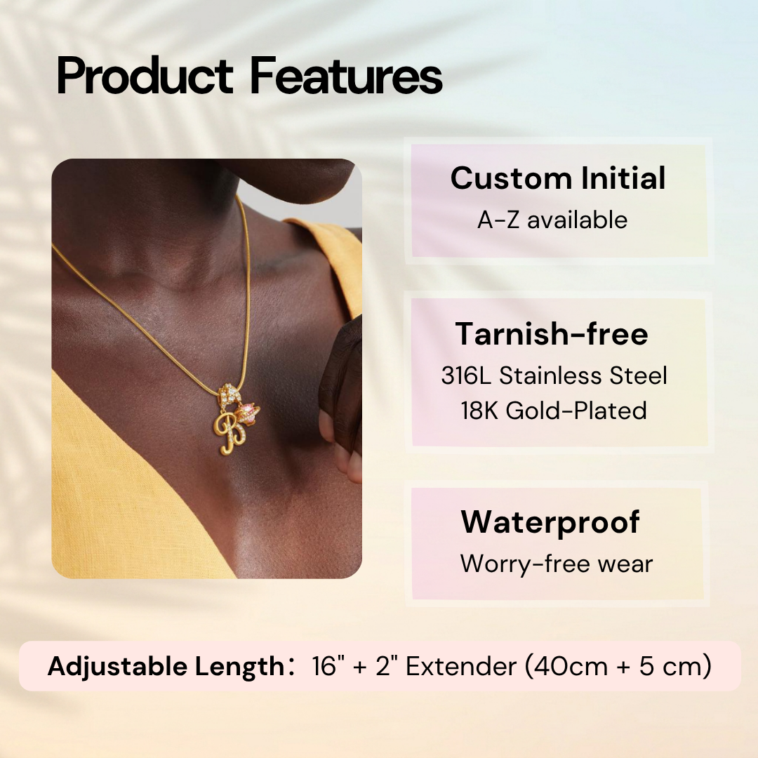Initial & Heart Zircon Necklace ¨C Gold