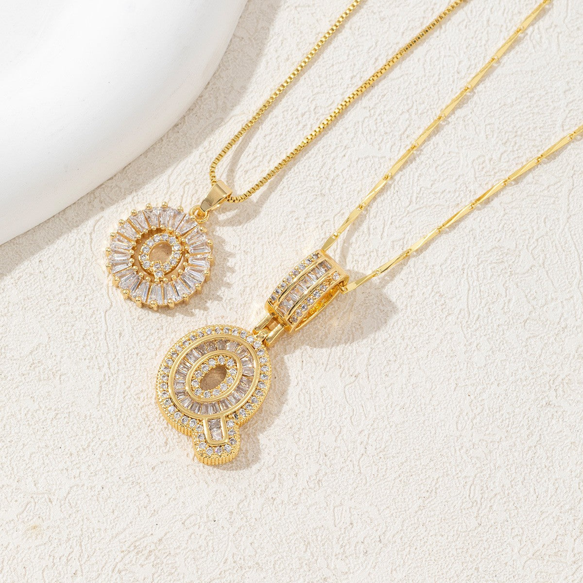 2-Pack Cubic Zirconia Initial Necklaces