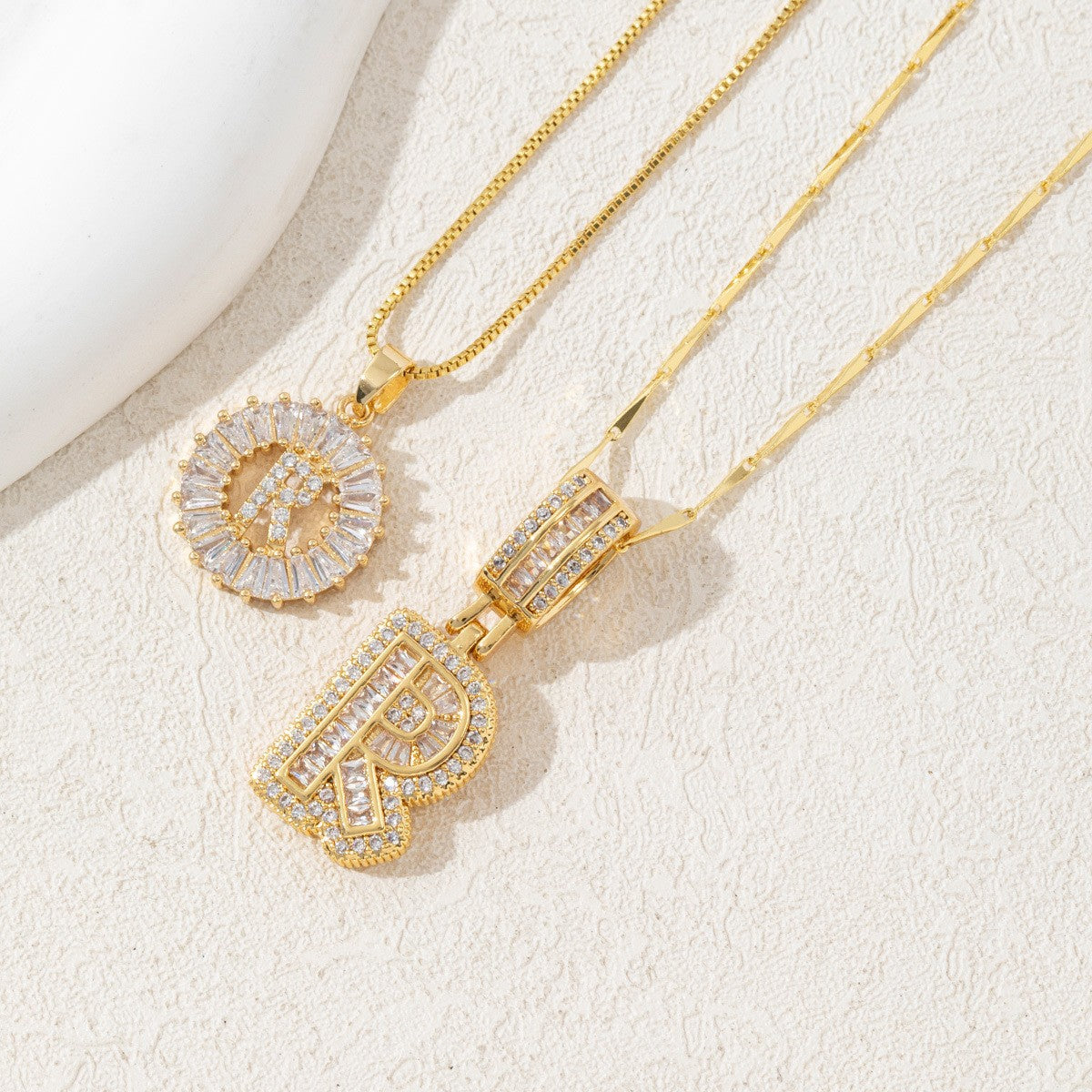 2-Pack Cubic Zirconia Initial Necklaces