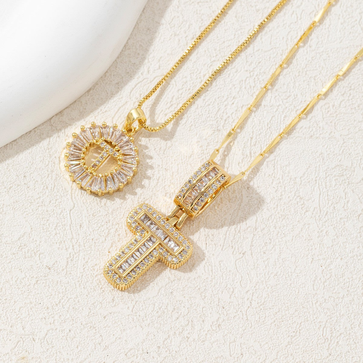 2-Pack Cubic Zirconia Initial Necklaces