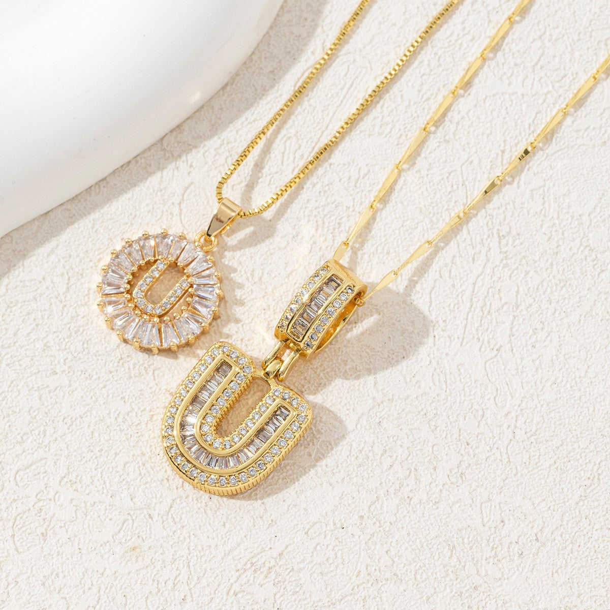 2-Pack Cubic Zirconia Initial Necklaces