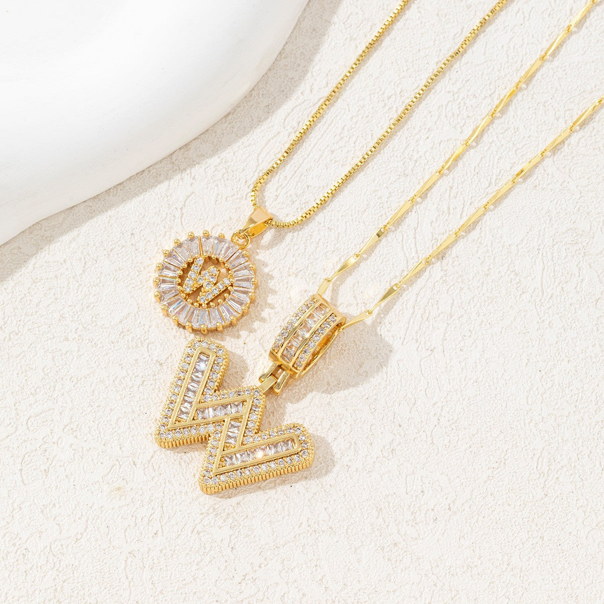 2-Pack Cubic Zirconia Initial Necklaces