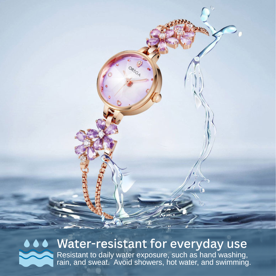 Water-Resistant Gradient Floral Bracelet Watch