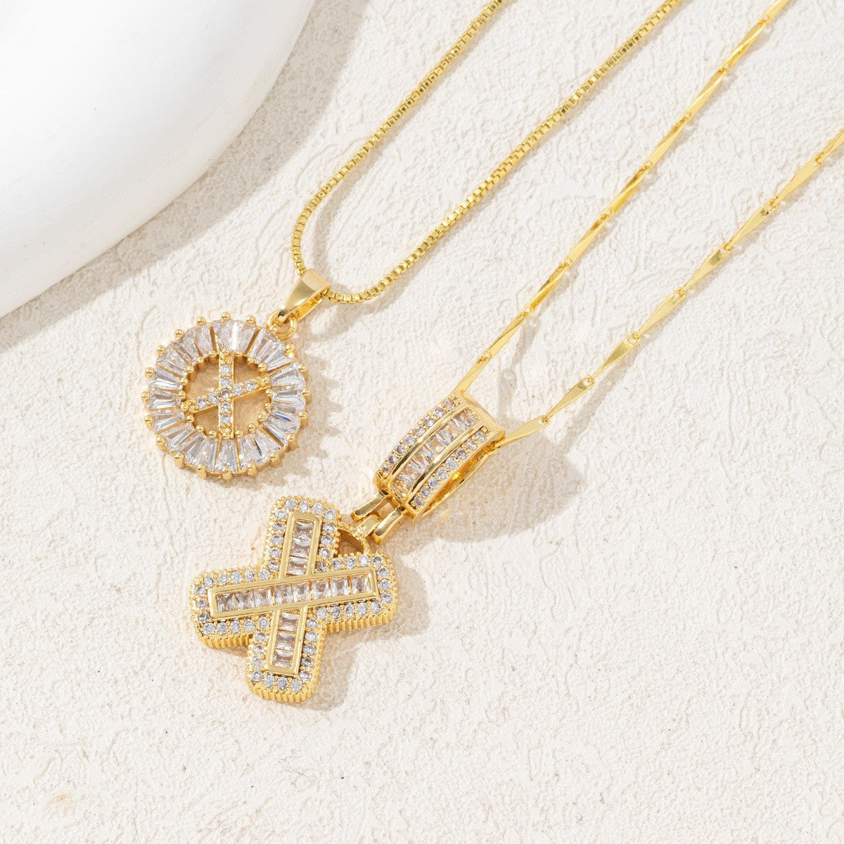 2-Pack Cubic Zirconia Initial Necklaces
