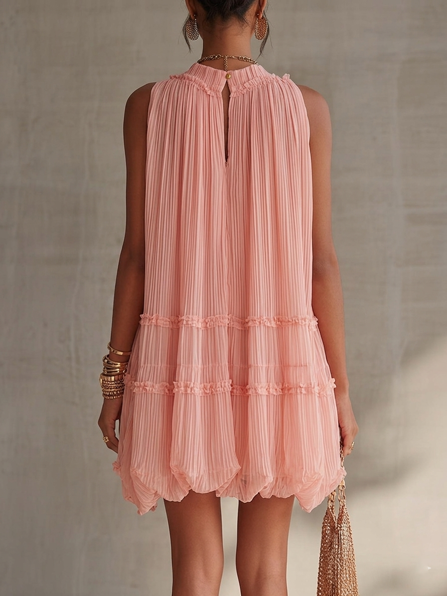 Isabella | Mini abito chiffon con scollo all'americana e gonna balloon