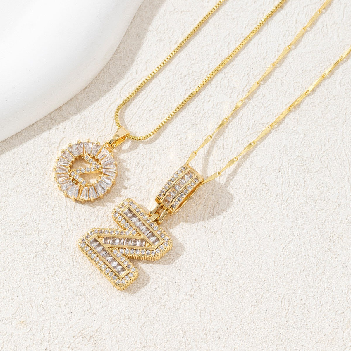 2-Pack Cubic Zirconia Initial Necklaces