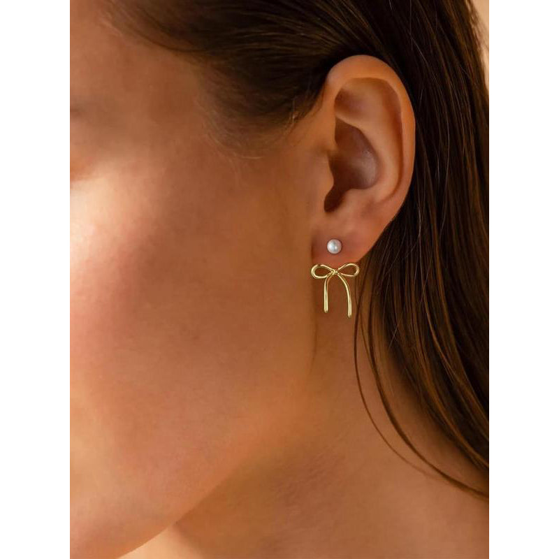 Simple Pearl & Bow Earrings