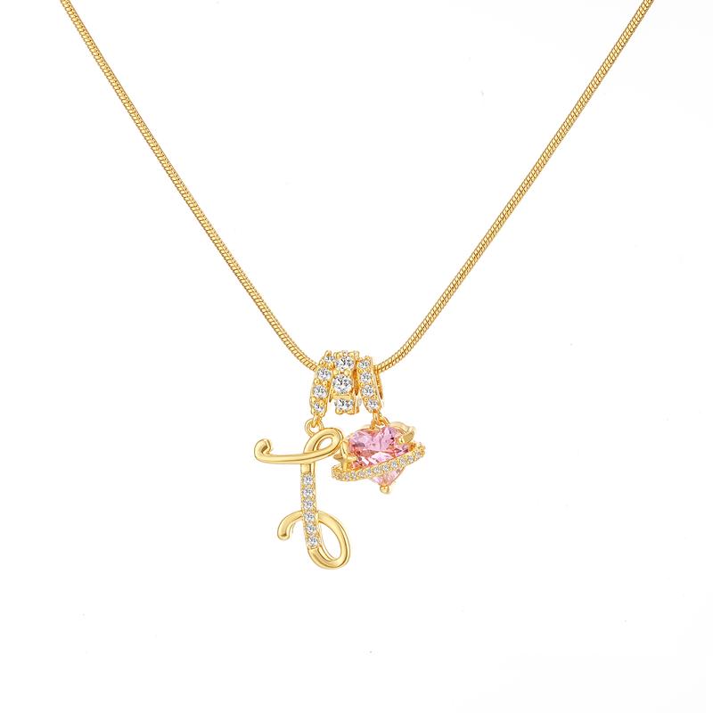 Initial & Heart Zircon Necklace ¨C Gold