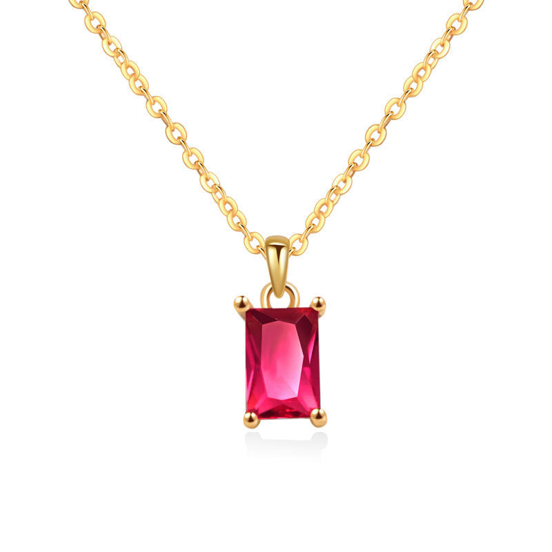 12 Birthstone Pendant Sterling Silver Necklace