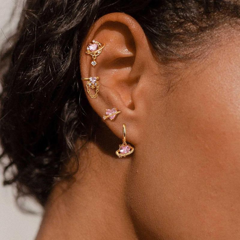 Sweet 4-Piece Pink Heart Earrings Set