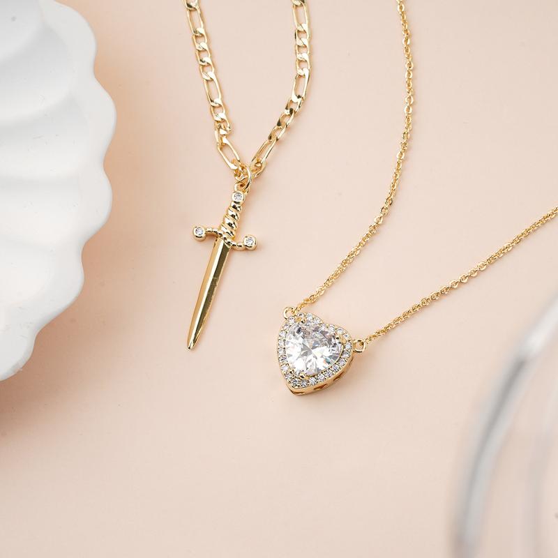 Heart & Dagger 2-Piece Necklace