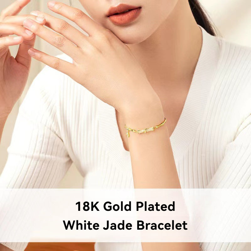 White Jade Bamboo Bracelet