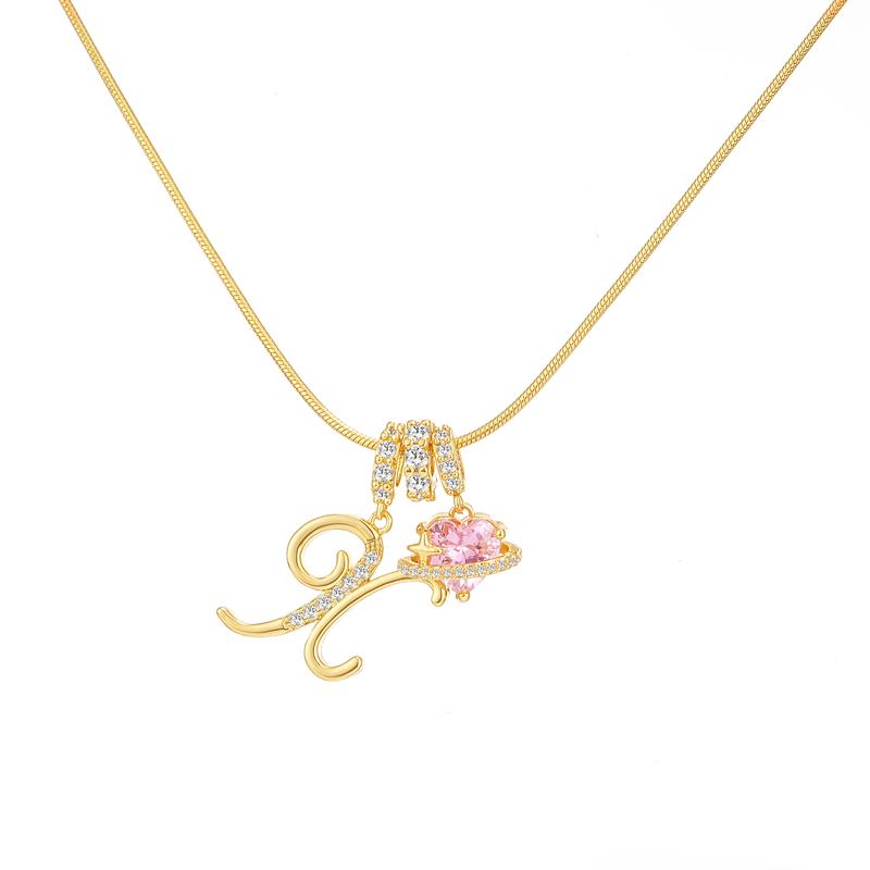 Initial & Heart Zircon Necklace ¨C Gold