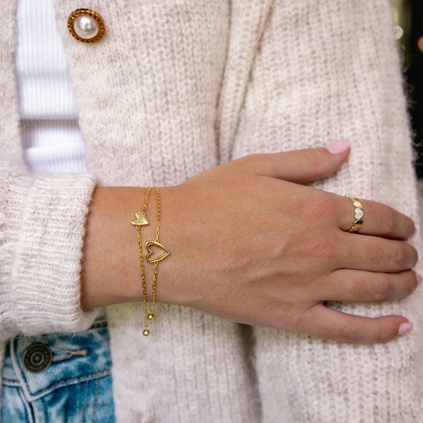 2 Pieces Matching Heart Bracelets ¨C BFF & Mother Daughter Set