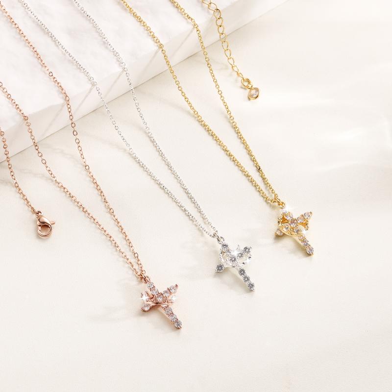 Cross & Crown Pendant Necklace