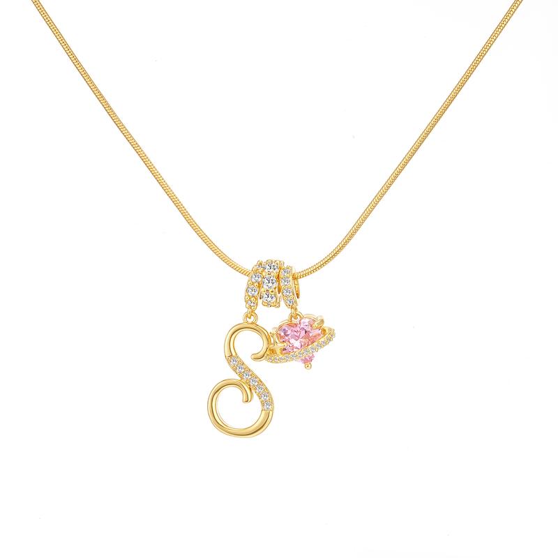 Initial & Heart Zircon Necklace ¨C Gold