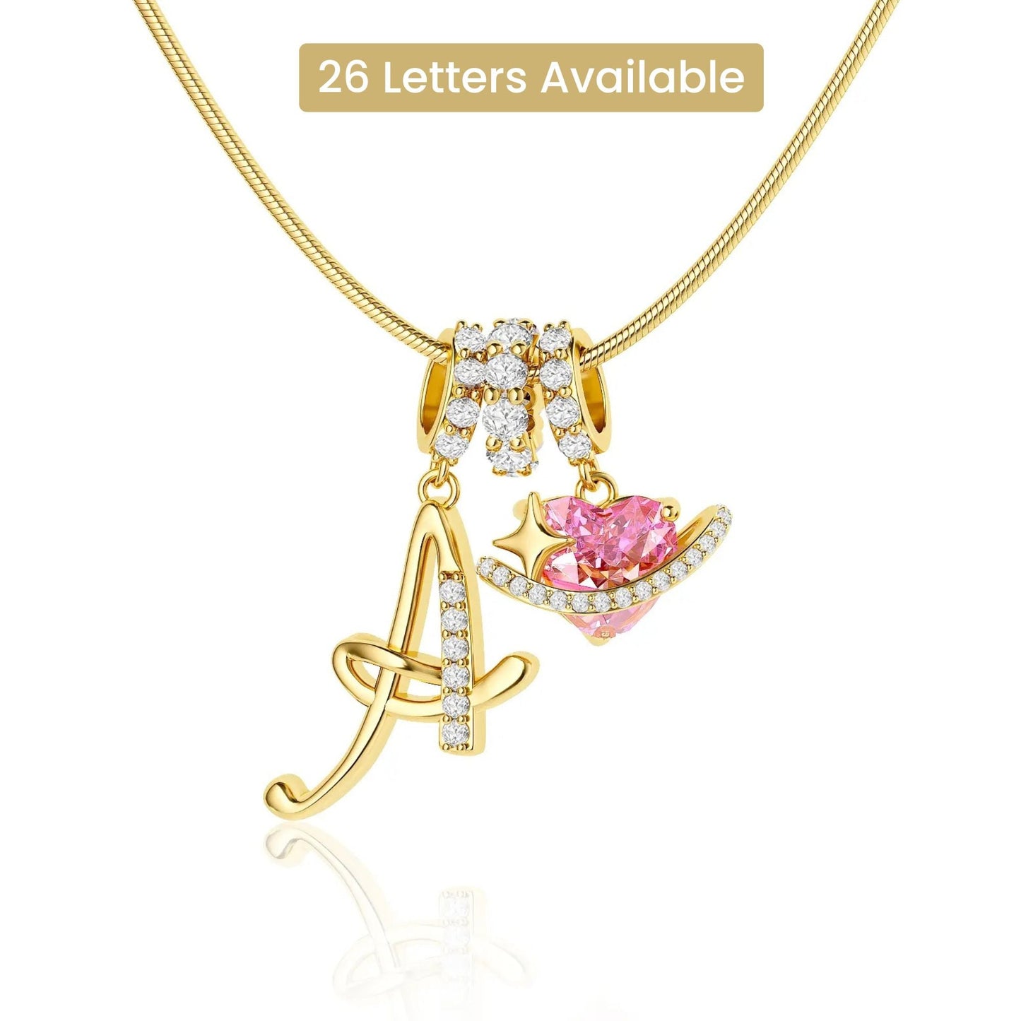 Initial & Heart Zircon Necklace ¨C Gold
