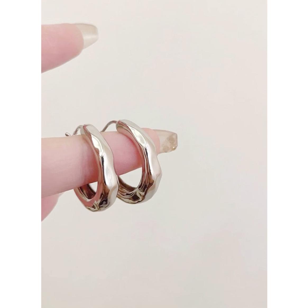 Minimalist Textured Gold Plated Hoop Earrings