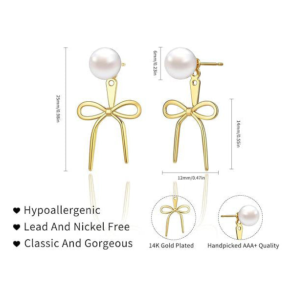 Simple Pearl & Bow Earrings