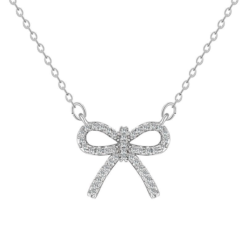 Sparkly Bow Pendant Necklace