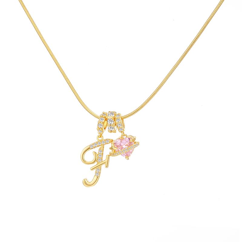 Initial & Heart Zircon Necklace ¨C Gold
